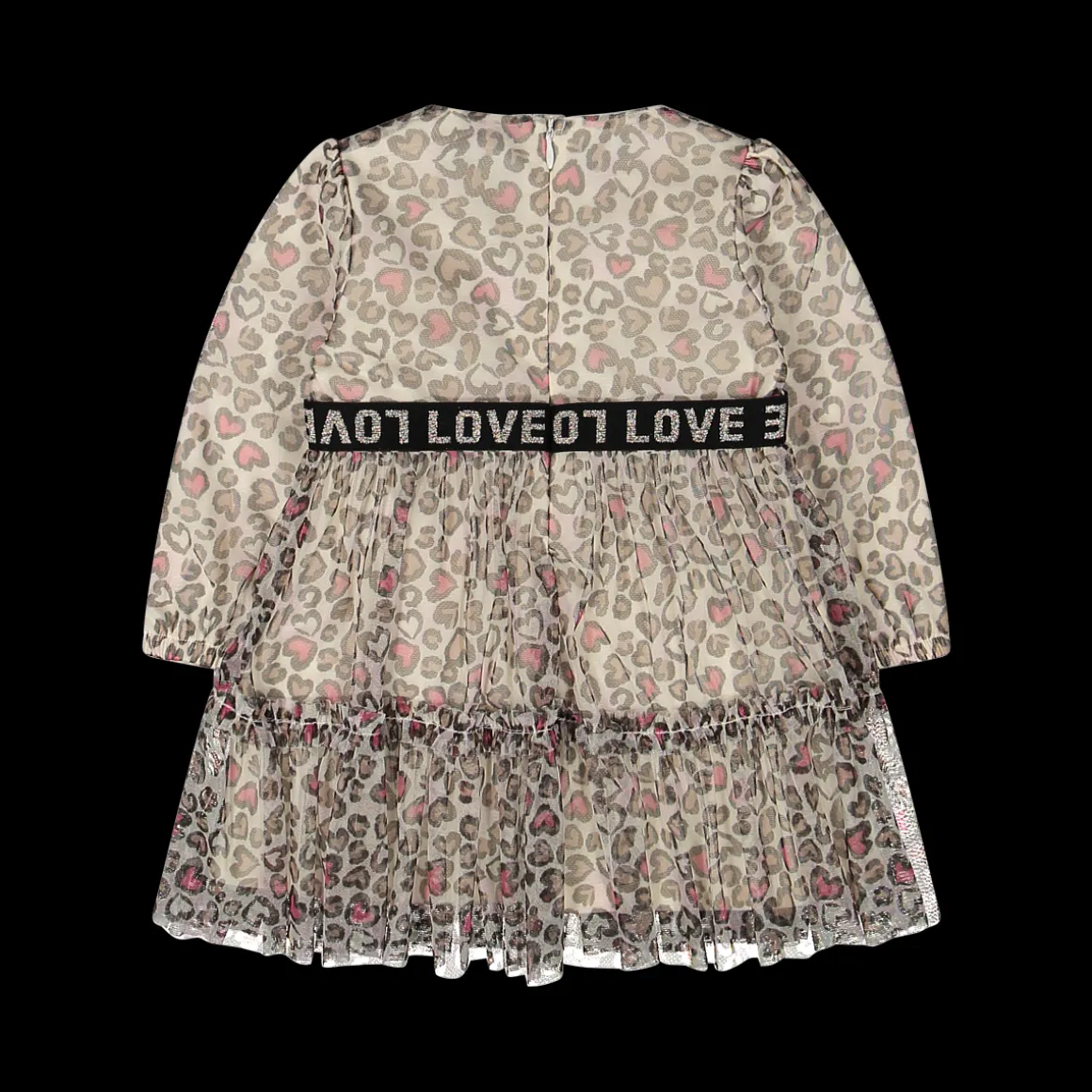 Abito a maniche lunghe in tulle maculato per bambina