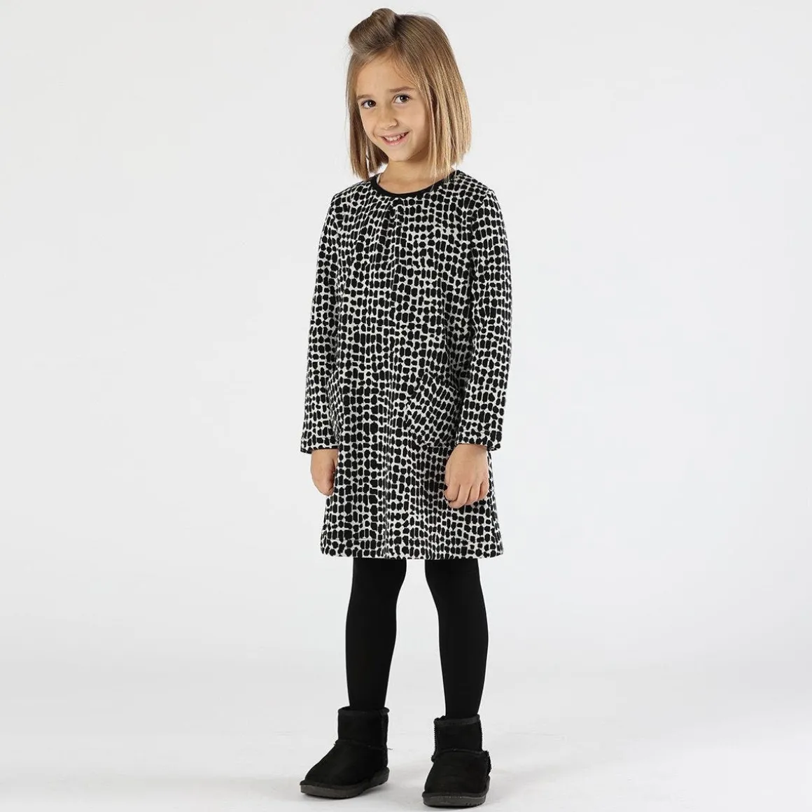 Abito bambina a trapezio in maglia jacquard