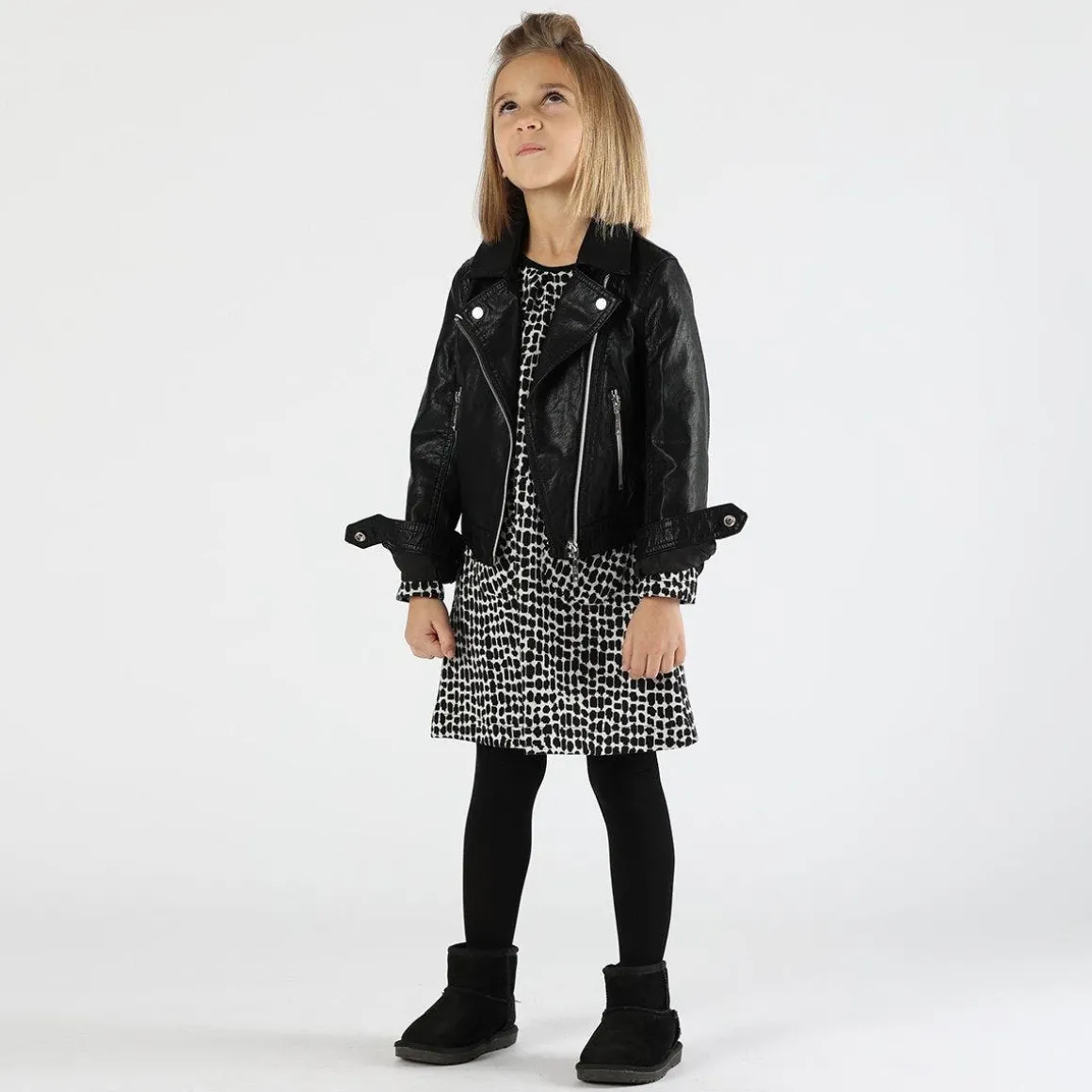 Abito bambina a trapezio in maglia jacquard