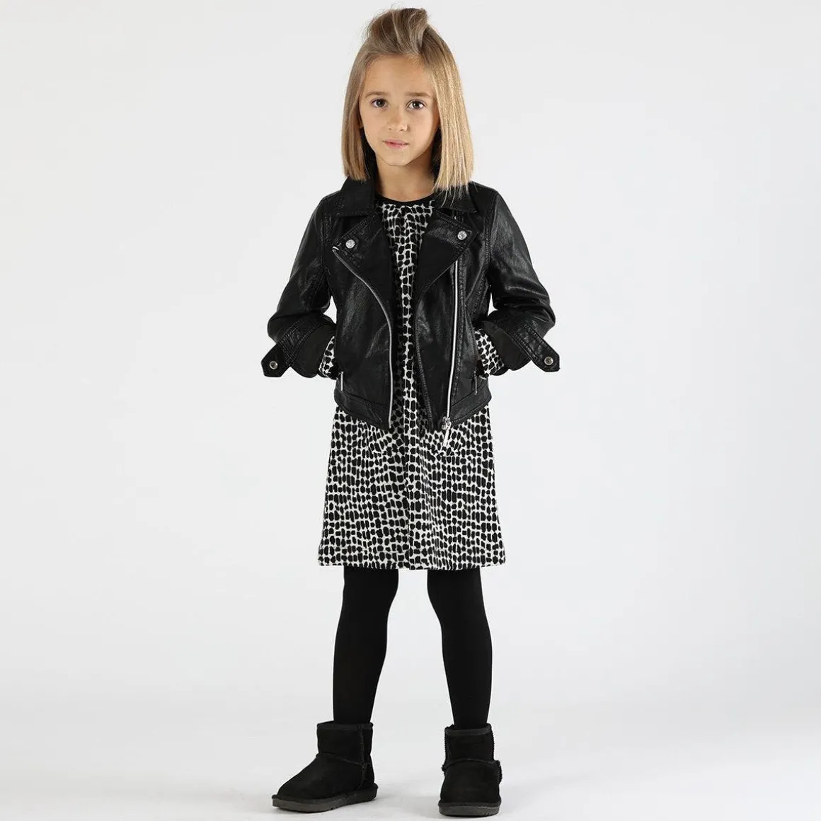 Abito bambina a trapezio in maglia jacquard