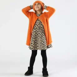 Abito bambina in maglia animalier