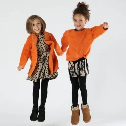 Abito bambina in maglia animalier