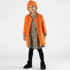 Abito bambina in maglia animalier