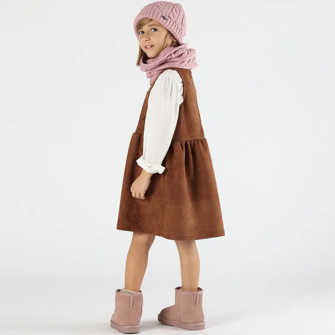 Abito bambina in scamosciato