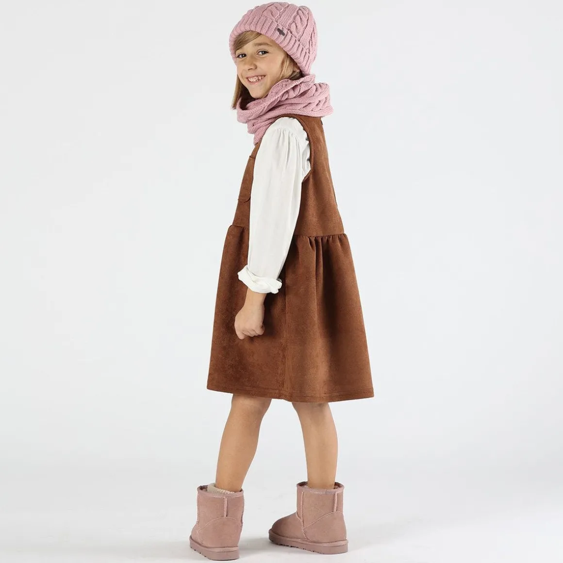 Abito bambina in scamosciato