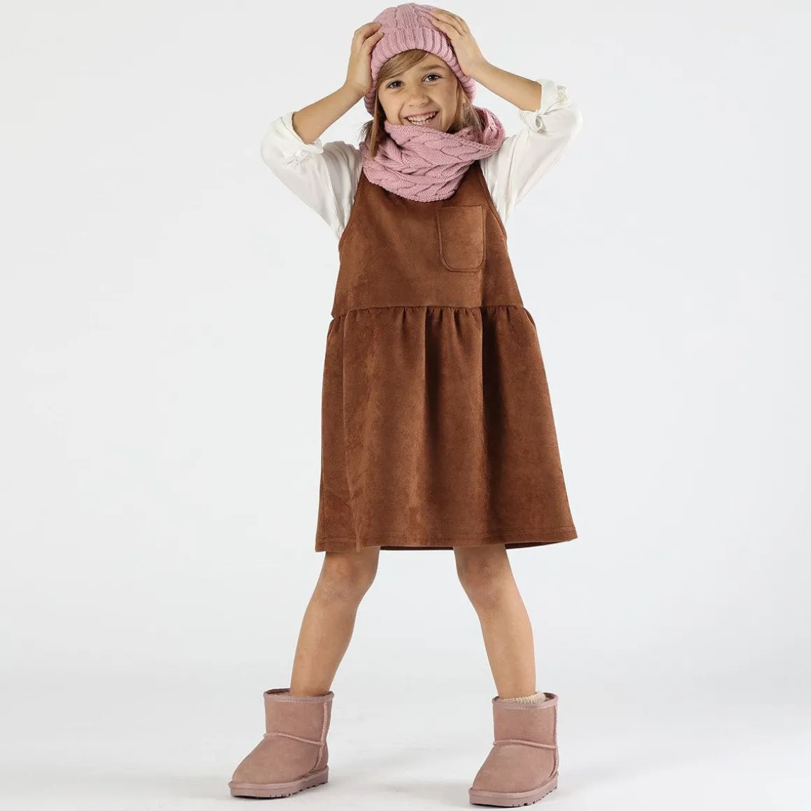 Abito bambina in scamosciato