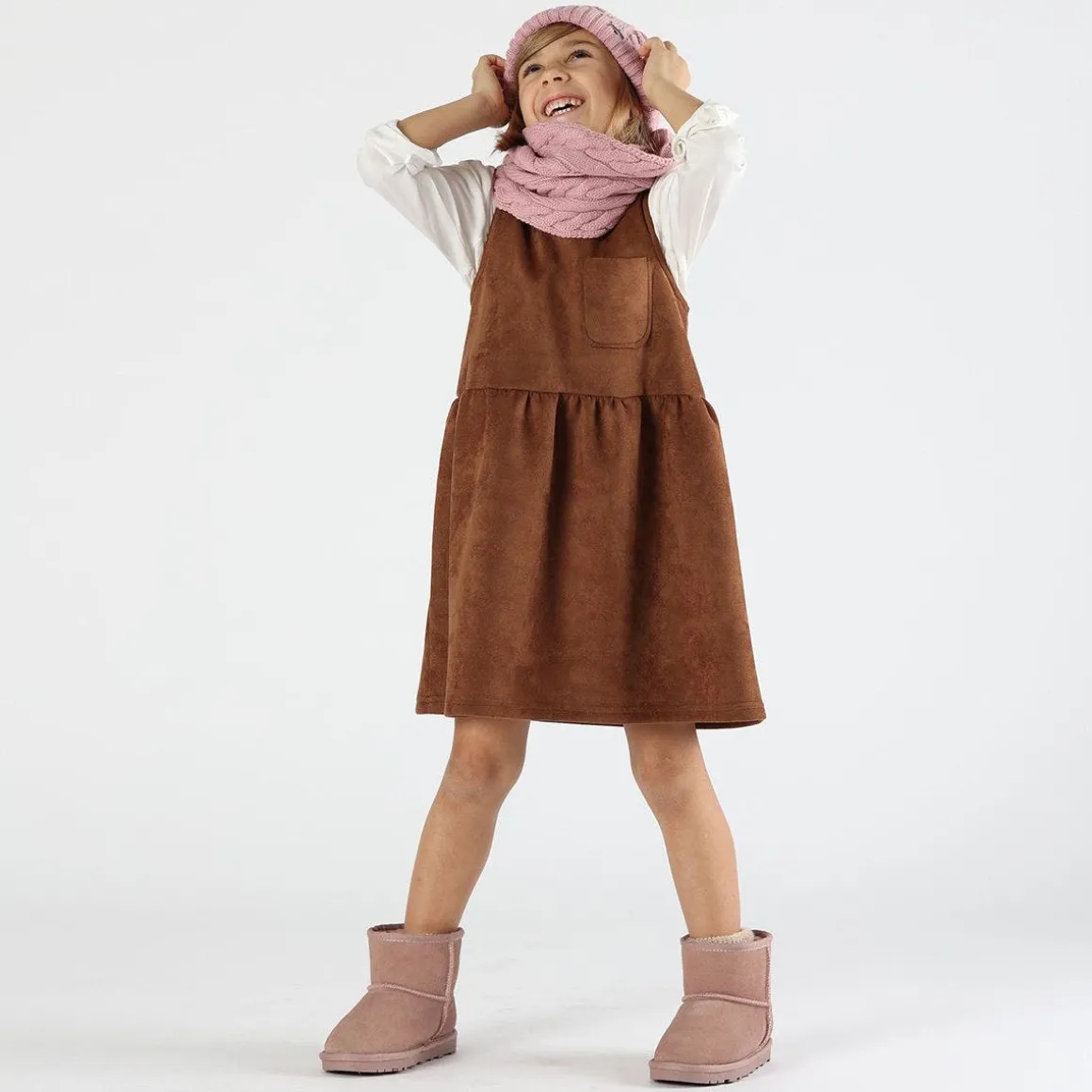 Abito bambina in scamosciato