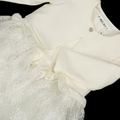 Abito con giacchina abbinata da bambina in punto Milano e tulle ricamato