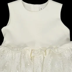 Abito con giacchina abbinata da bambina in punto Milano e tulle ricamato