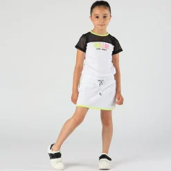 Abito con inserto in rete da bambina