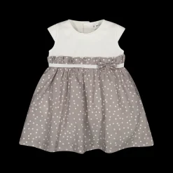 Abito da bambina a manica corta in jersey stretch e rasetto di cotone