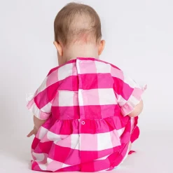 Abito da bambina in mussola di cotone con stampa a quadri