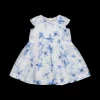 Abito da bambina in tessuto jacquard stampato con fantasia floreale