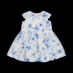 Abito da bambina in tessuto jacquard stampato con fantasia floreale