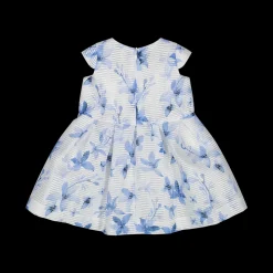 Abito da bambina in tessuto jacquard stampato con fantasia floreale