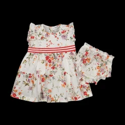 Abito e coulotte da bambina in mussola 100 % cotone con stampa floreale
