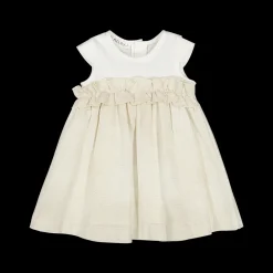 Abito in mussola misto lino e jersey stretch per neonata