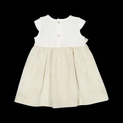 Abito in mussola misto lino e jersey stretch per neonata
