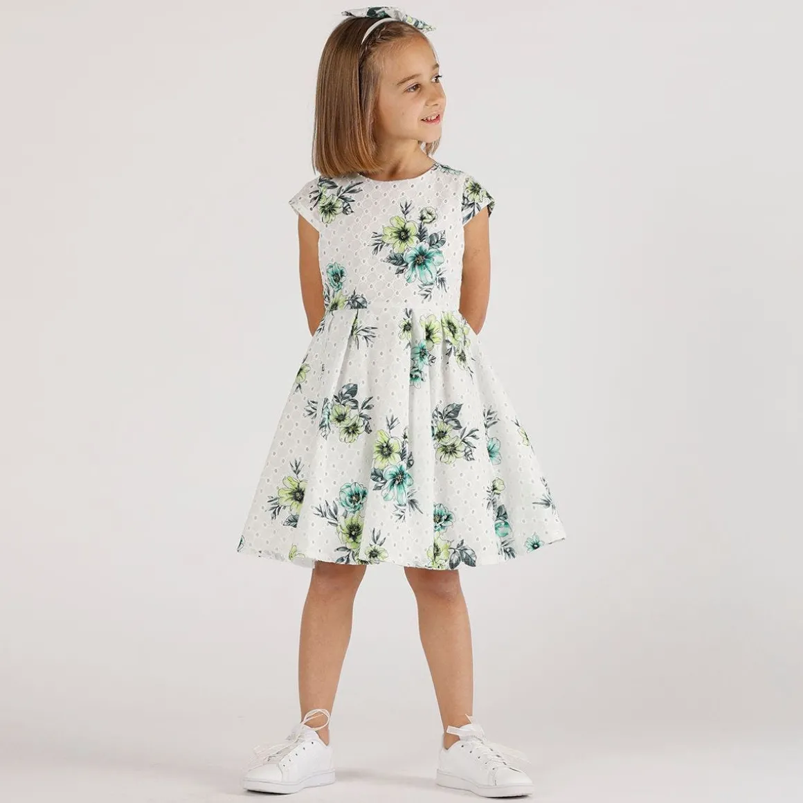 Abito in sangallo stampato bambina