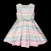 Abito in shantung rigato bambina