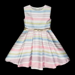 Abito in shantung rigato bambina