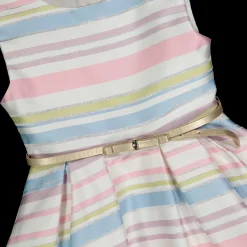 Abito in shantung rigato bambina