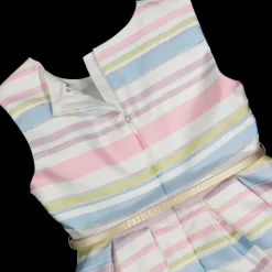 Abito in shantung rigato bambina