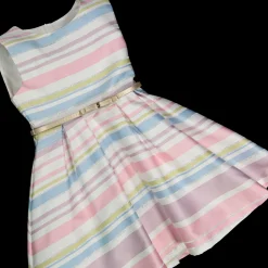 Abito in shantung rigato bambina