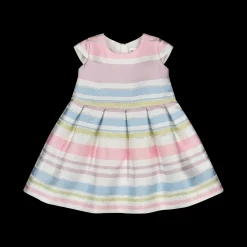 Abito in tessuto shantung jacquard rigato
