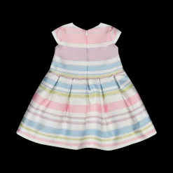Abito in tessuto shantung jacquard rigato