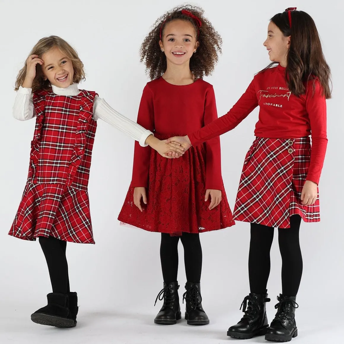 Abito manica lunga in pizzo da bambina