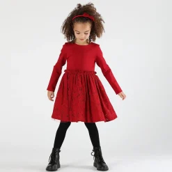 Abito manica lunga in pizzo da bambina