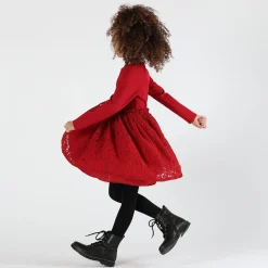 Abito manica lunga in pizzo da bambina