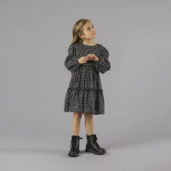 Abito maniche lunghe in creponne stampato da bambina