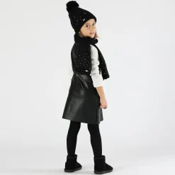 Abito smanicato in ecopelle bambina
