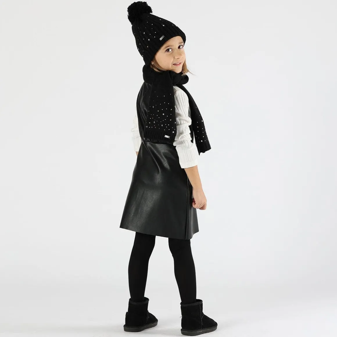 Abito smanicato in ecopelle bambina
