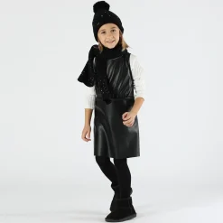 Abito smanicato in ecopelle bambina