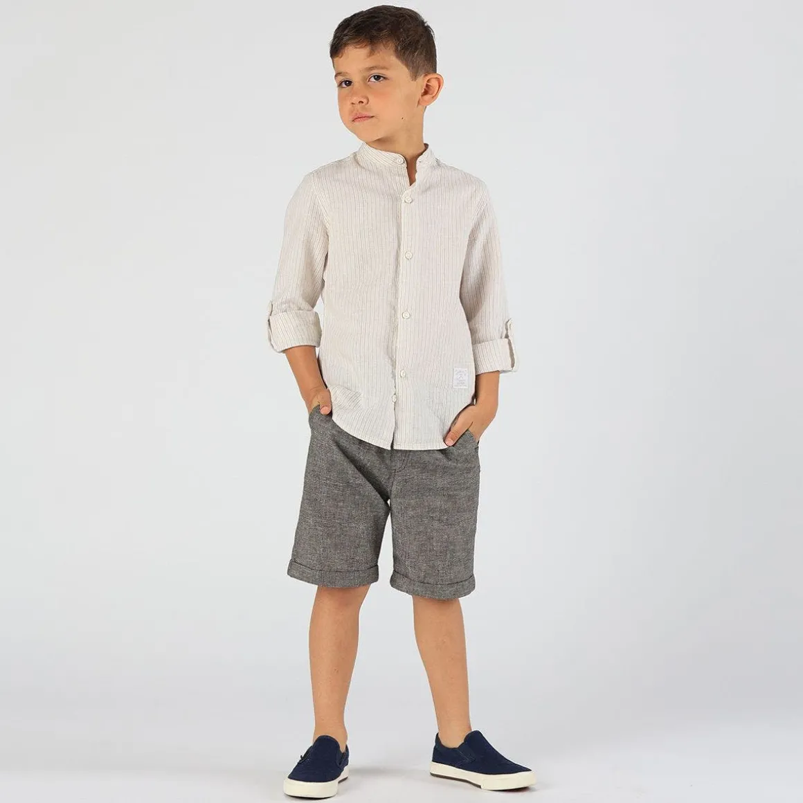Bermuda da bambino in misto lino
