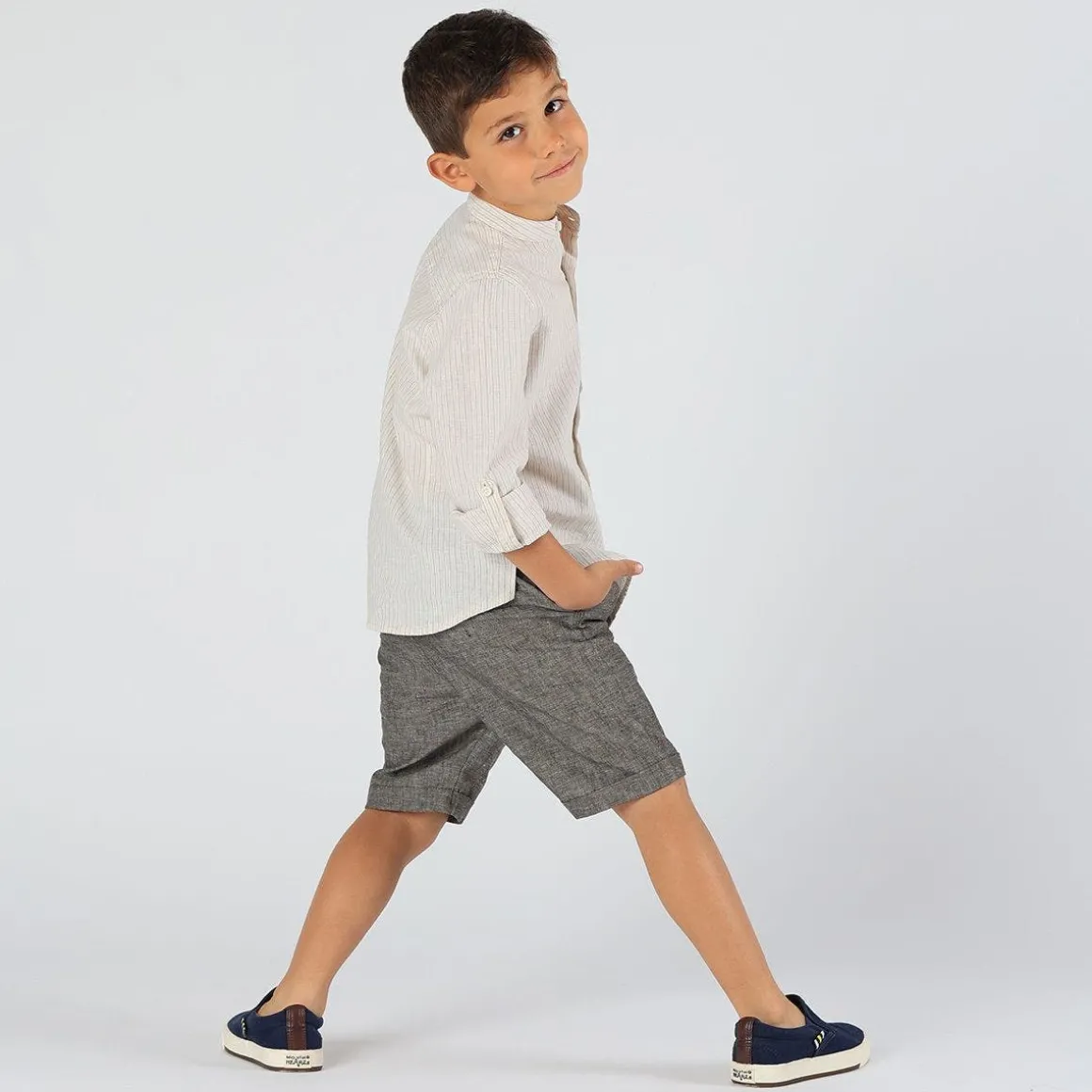 Bermuda da bambino in misto lino