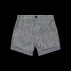 Bermuda da bambino in tessuto rigato bianco-blu