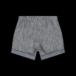 Bermuda da bambino in tessuto rigato bianco-blu
