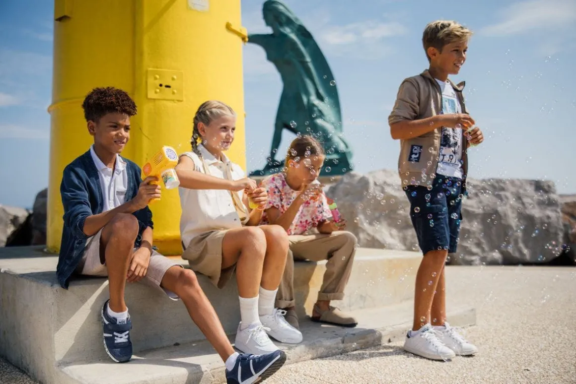Bermuda in gabardina fiammata per bambino