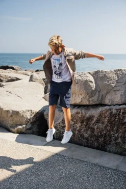 Bermuda in gabardina fiammata per bambino