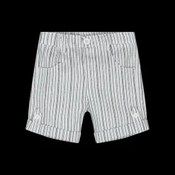 Bermuda in leggero tessuto misto lino rigato bambino