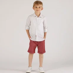 Bermuda misto lino bordeaux da bambino