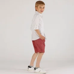 Bermuda misto lino bordeaux da bambino
