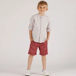 Bermuda misto lino bordeaux da bambino