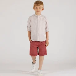 Bermuda misto lino bordeaux da bambino