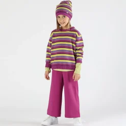 Berretto in tricot rigato bambina