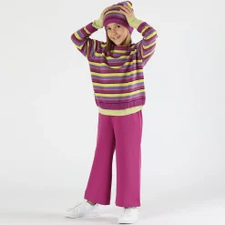 Berretto in tricot rigato bambina